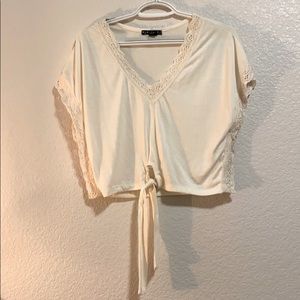 Cream lace tie top